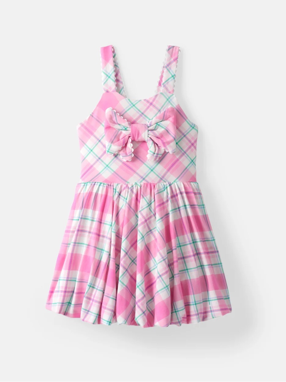 Little Sleepies Pink Plaid Bow Casual Dress - Picture 2 of 7
